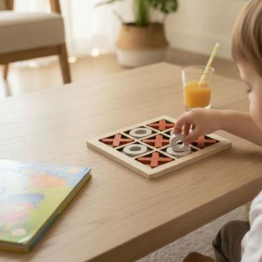 Imagem de Jogo da Velha MDF 10x10cm – Brinquedo Educativo Infantil para Raciocínio Lógico e Coordenação Motora