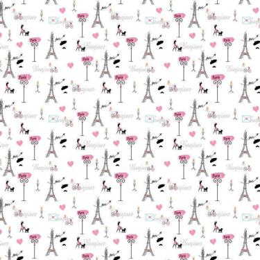 Imagem de Papel Parede Branco Paris Bonjou Torre Eiffel Carta Coração