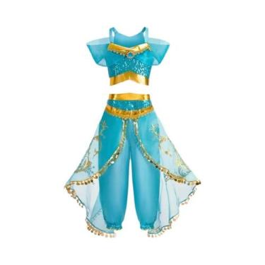 Imagem de Vestido de Princesa Jasmine para Meninas - Fantasia de Halloween e Car
