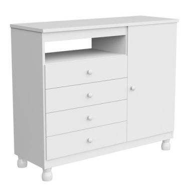 Imagem de Cômoda Sapateira Bebê Baby Bela 1 Porta 4 Gavetas Grandes Reforçada Ar
