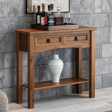 Imagem de Aparador Sala De Estar 91cm Madeira 2 Gavetas Henry Imbuia Fosco Z25 - Mpozenato