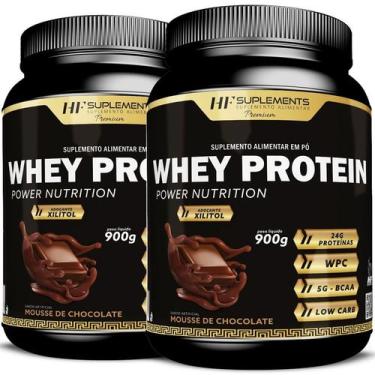 Imagem de 2x WHEY PROTEIN POWER NUTRITION MOUSSE DE CHOCOLATE 900G - HF SUPLEMEN