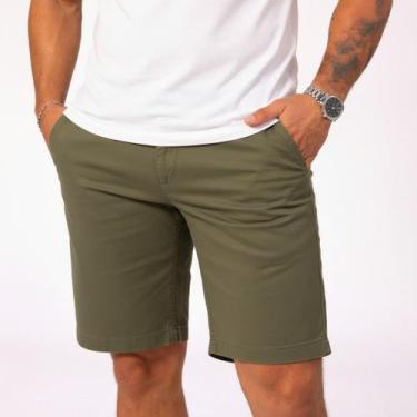 Imagem de Bermuda Esporte Fino Brim Sarja Social Jeans - Mitchell, Verde, 44