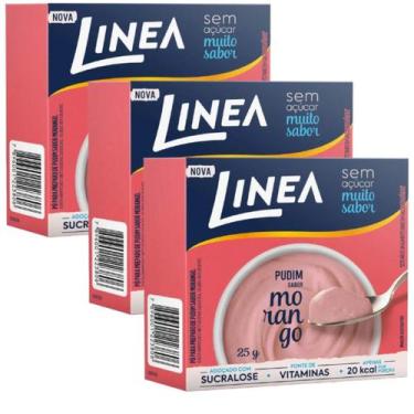 Imagem de Kit 3 Pó para Pudim De Morango Linea 25g