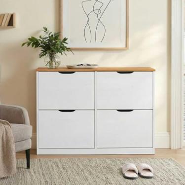 Imagem de IDIMEX Sapateira Basculantes Madeira 24 Pares Basil Mel Branco Horizontal tamanho ate 4...