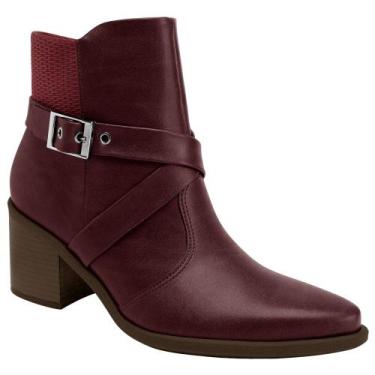 Imagem de Bota Cano Curto Bico Fino Piccadilly 766002 Feminina - Camel, Vinho, 3