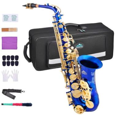 Imagem de Saxofone alto EASTROCK azul escuro/dourado E plano com kit completo