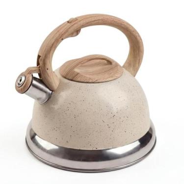 Imagem de Chaleira 3 Litros Com Apito De Inox Creme Dolce Home