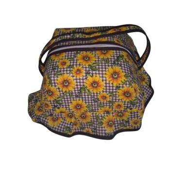 Imagem de Cesta Porta Pão com Zíper  Artesanal, Dobrável e Prática Cor:Girassol 