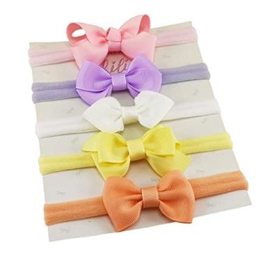 Imagem de Kit C/5 Lacinhos Variados Faixinha Meia de Seda Bebê Meninas