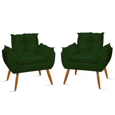 Imagem de Kit 02 Poltronas Decor. Opala Pés Palito Sala verde