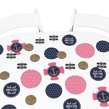 Imagem de Big Dot of Happiness Last Sail Before the Veil – Confetes de festa de casamento e despedida de solteira em círculo gigante – Decorações de festa – Confetes grandes com 27 unidades