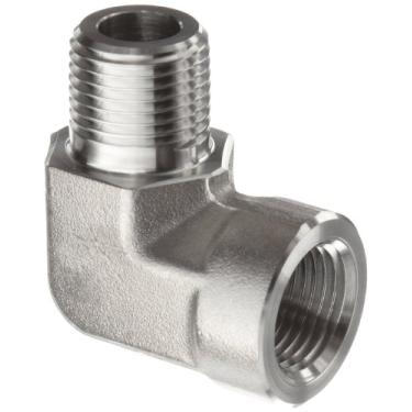 Imagem de Parker Encaixe de tubulação de aço inoxidável 316, cotovelo de rua de 90 graus, macho NPT de 1/8" x fêmea NPT de 1/8"