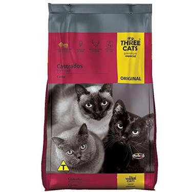 Imagem de A Ração Three Cats Original Sabor Carne para Gatos Adultos Castrados Biofresh Raça Adulto, Sabor Carne 1kg