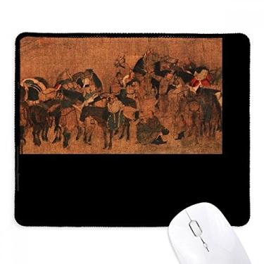Imagem de Tapete de borracha para jogos com pintura chinesa Tea Horse Road com borda costurada
