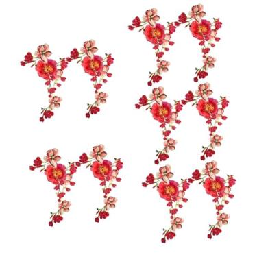 Imagem de SEWACC 10 Pcs Remendo de pano bordado manicreft patchwork guarnição do laço decoração aplique para roupas patches de retângulo de flores vestido decorar trabalhos manuais Bandeira