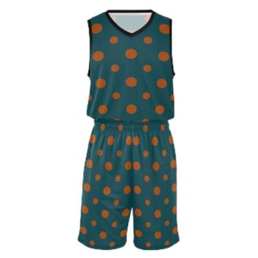 Imagem de Camisas de basquete para meninos de bolinhas, ajuste confortável, camisa de futebol 5 a 13 anos, Bolinhas laranja, M