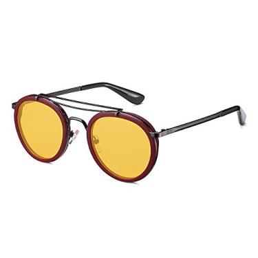 Imagem de 2020 VentiVenti Óculos de sol vintage Steampunk ponte dupla redonda polarizada designer armação de metal para mulheres homens armação claret/lente amarela