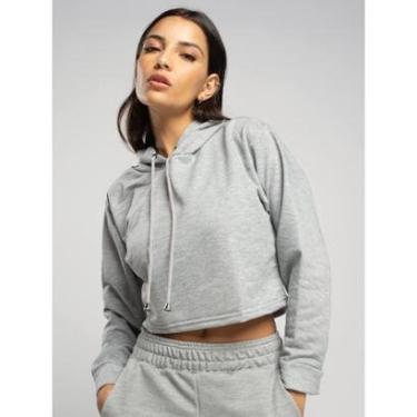 Imagem de Casaco Cropped com Capuz Moletinho Moda Casual Feminina-Feminino