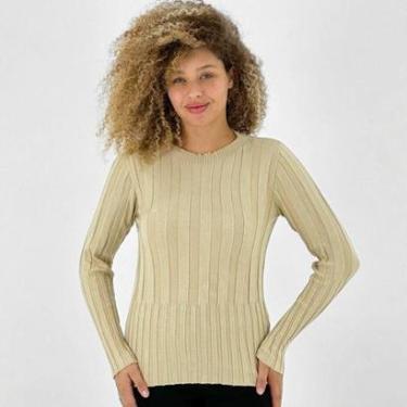 Imagem de Blusa de Lã Miravest Canelada Gola Redonda Feminina-Feminino