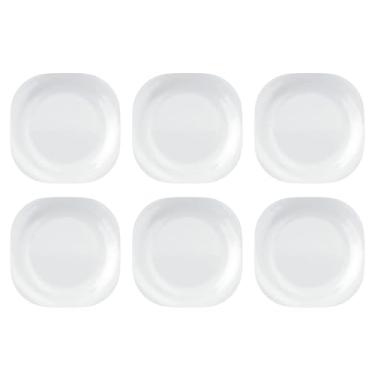 Imagem de Conjunto com 6 Pratos Rasos Quadrados Brancos Design Moderno e Minimalista Elegância à sua Mesa