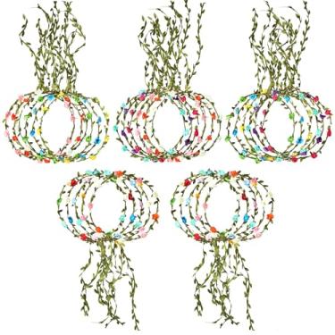 Imagem de 28 peças de coroa de flores coloridas coroa bandanas de cabeça floral guirlanda coroa verde acessório de cabeça guirlanda para mulheres meninas festa de casamento