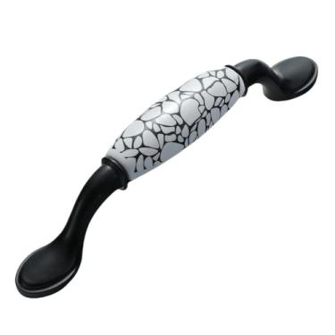 Imagem de Puxadores de gaveta para móveis de armário Puxadores de cozinha para maçaneta de porta Gaveta de móveis Maçaneta de cozinha Cerâmica Moderna Preto Branco, 2008,128 Areia Preta