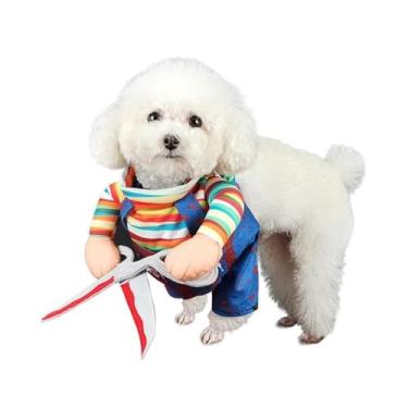 Imagem de DELIFUR Fantasia de cachorro de boneca estilo tesoura de Halloween para gatos e cães de tamanho médio, boneca ajustável para animais de estimação, roupas especiais engraçadas, roupas de cosplay para