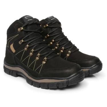 Imagem de Bota Adventure Masculina Couro Cano Médio Sola Tratorada Cadarço Moda 