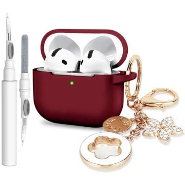 Imagem de Capa para Apple Airpods 4 - VOTILE Airpods 4 capas 2024 capa feminina silicone iPods 4 fones de ouvido acessórios sem fio capas de carregamento meninas chaveiro brilhante para Airpod iPods 4ª geração