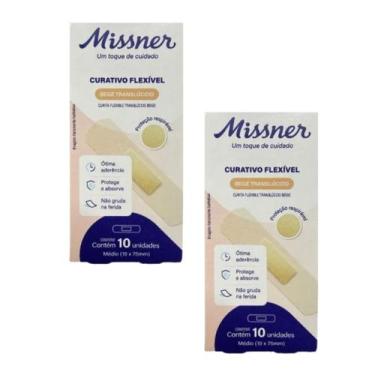 Imagem de Kit 2 Curativo Flexível Bege 1,9cm X 7,5cm 10Un - Missner