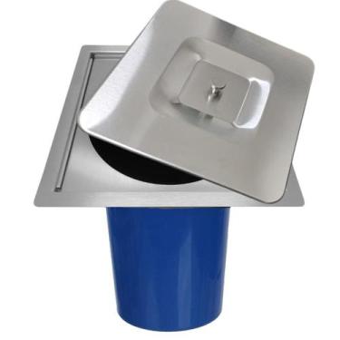 Imagem de Lixeira Quadrada Embutir Pia Bancada Inox Escovado 5L Nova - Stillus H