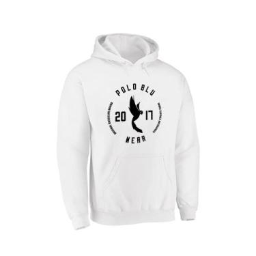 Imagem de Moletom Masculino Polo Blu Canguru Casual Capuz Confortável, Branco, G