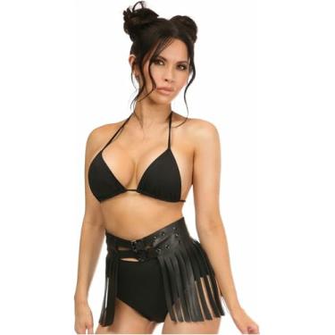 Imagem de Daisy corsets Saia feminina plus size com franjas pretas da coleção Candy, Preto, GG