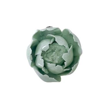 Imagem de Botão de flor de peônia, arte de parede de flores de cerâmica de 4 cm, decoração de arte de parede de flor artificial 3D, escultura de parede feita à mão, decoração de parede de flor de porcelana para