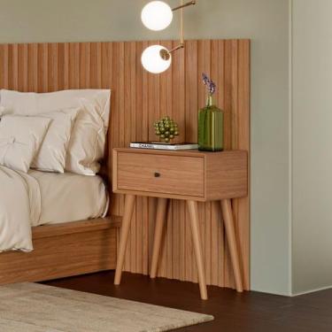 Imagem de Mesa de Cabeceira com 1 Gaveta 50x65cm MDF Freijó - Móveis Dalla Costa