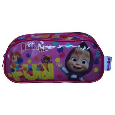 Imagem de Estojo Escolar Infantil Juvenil Da Masha E Do Urso Luxcel, Rosa