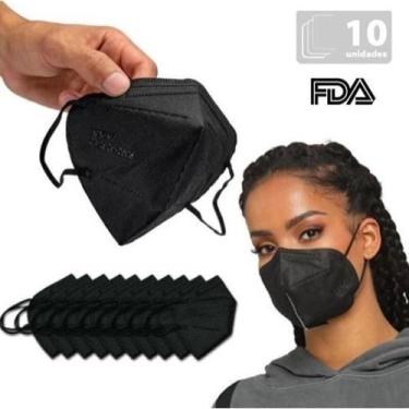 Imagem de Kit Máscaras KN95 N95 Preta de Proteção Facial FFP2 - Máscara Descartá