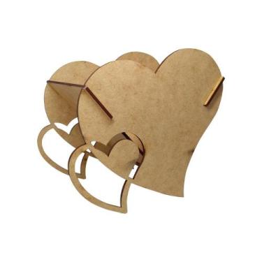 Imagem de Kit 5 Cachepot Vaso Coração 24x14x19 Laser Mdf Madeira - ATACADÃO DO A