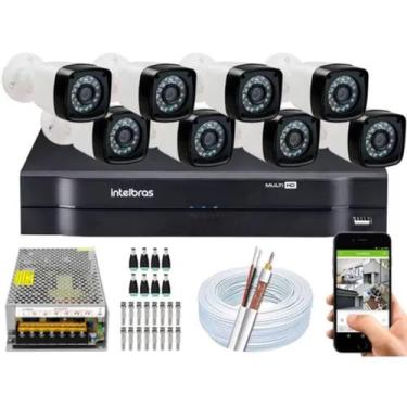 Imagem de Kit Cftv 8 Cameras Segurança Hd Dvr Intelbras MHDX S/ HD