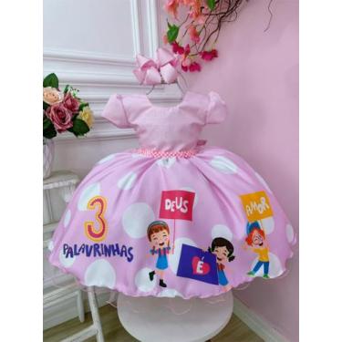 Imagem de Vestido Infantil Três Palavrinhas Rosa C/ Cinto de Pérolas I - Ysa Kid