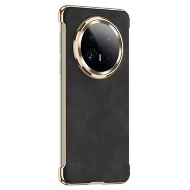 Imagem de POYUFRG Capa para Huawei Mate 70 Pro/70 Pro+/70, capa fosca de couro galvanizado sem bisel com sucção magnética fina, preta, 70 Pro+