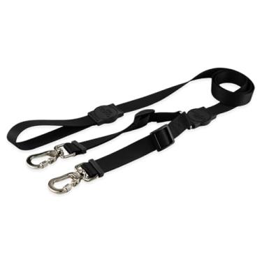 Imagem de Mood Pet Coleira Guia Dupla Para Cães Cachorro Adestramento Passeio Porte Grande Médio Pequeno (Black, PP)