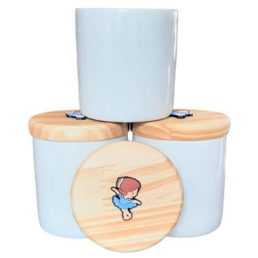 Imagem de Kit higiene bebê Bailarina 3 potes Porcelana Tampa Pinus - Antilope De