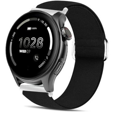 Imagem de Pulseira de relógio inteligente Cubitt Viva Pro, pulseira de substituição ajustável de nylon elástico Lamshaw compatível com relógio inteligente Cubitt Viva Pro, Viva, Aura Pro, Aura (preta, pulseira