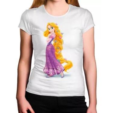 Imagem de Camiseta Feminina Rapunzel - Desenho com Trança e Cabelo - Loja Dinka,