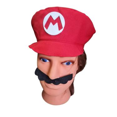 Imagem de Chapéu Quepe Boina Super Mário Bross Com Bigode- Infantil