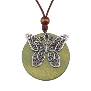 Imagem de Jeniiahua Colar longo com pingente feminino vintage ajustável com contas Y gargantilha estilo étnico hippie, Couro sintético, Sem Pedra Preciosa