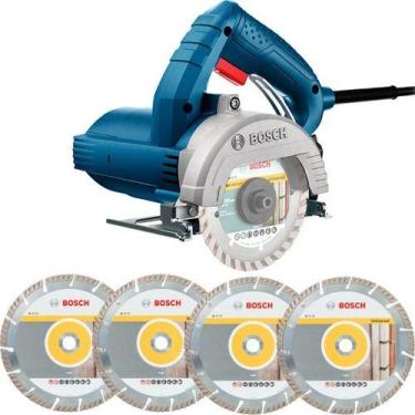Imagem de Kit Serra Mármore Bosch Gdc 150 E 4 Discos Diamantados 110v, 110V
