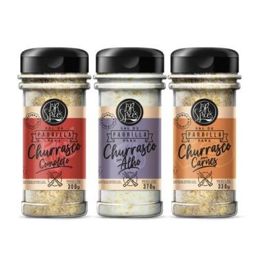 Imagem de Kit 3 Sal Parrilla Para Churrasco, Carnes e Alho - BR Spices
